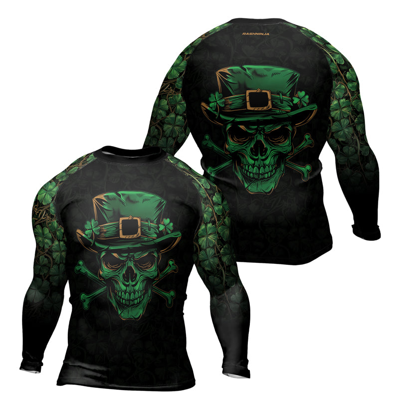 Rashninja Skully O’Shamrock Men's Long Sleeve Rash Guard