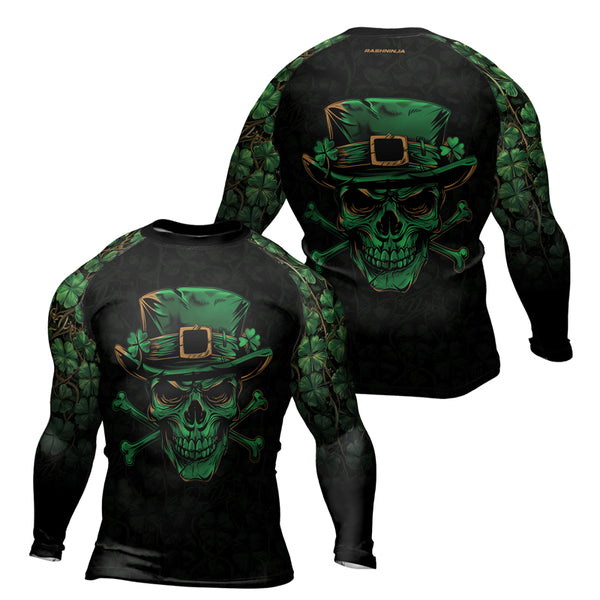 Rashninja Skully O’Shamrock Men's Long Sleeve Rash Guard | Patrick