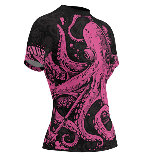 Rashninja Octopus Pink Women's Short Sleeve Rash Guard