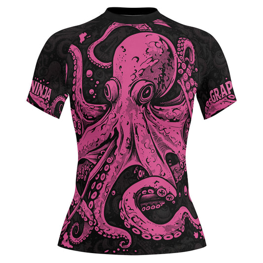 Rashninja Octopus Pink Women's Short Sleeve Rash Guard