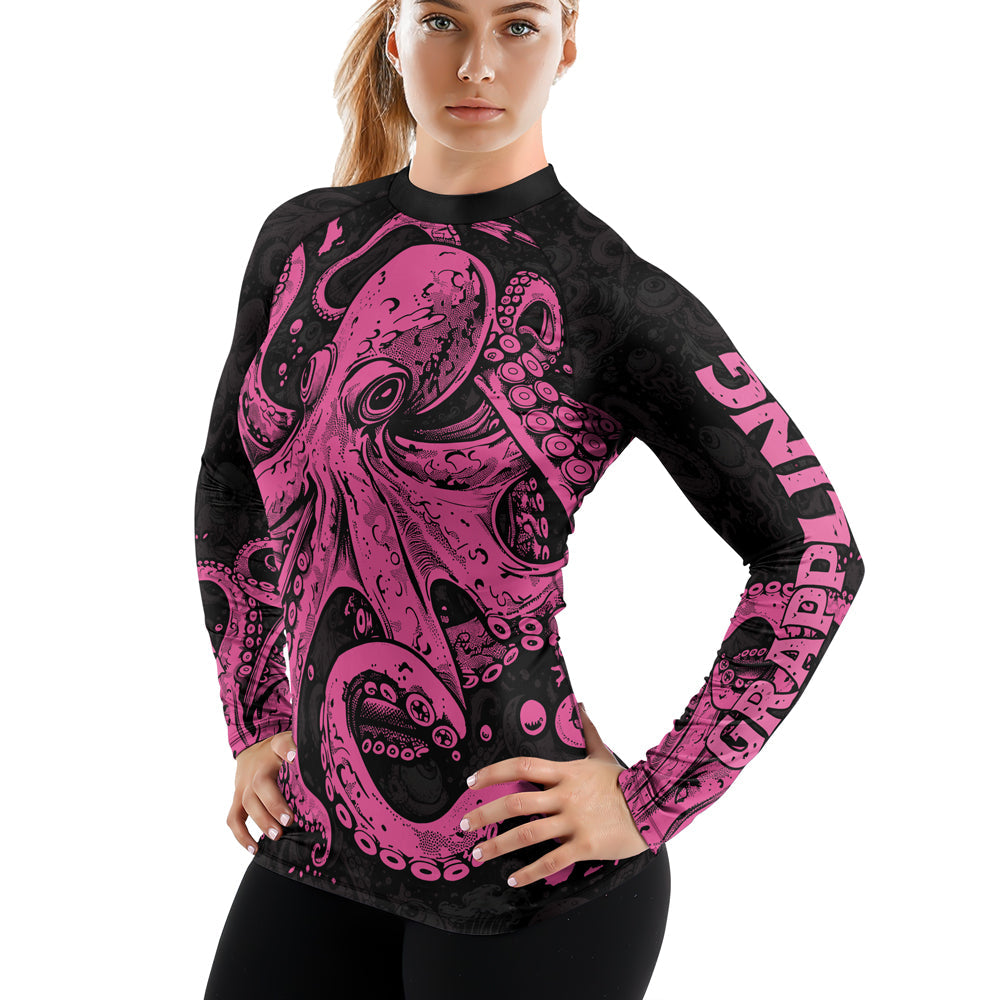Rashninja Octopus Pink Women's Long Sleeve Rash Guard