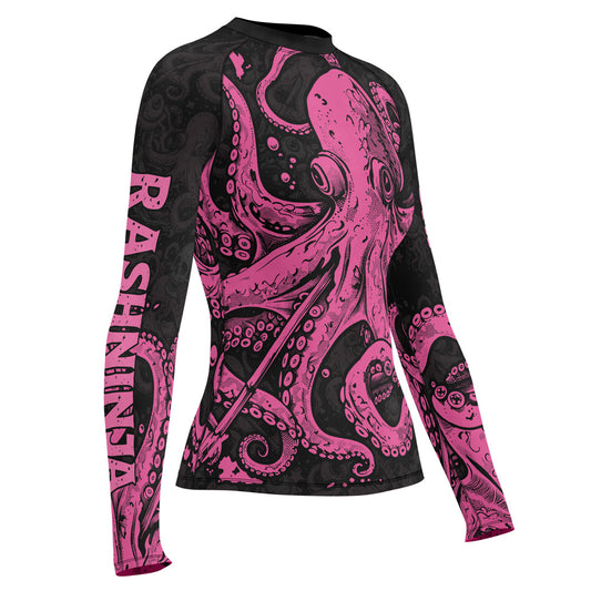 Rashninja Octopus Pink Women's Long Sleeve Rash Guard