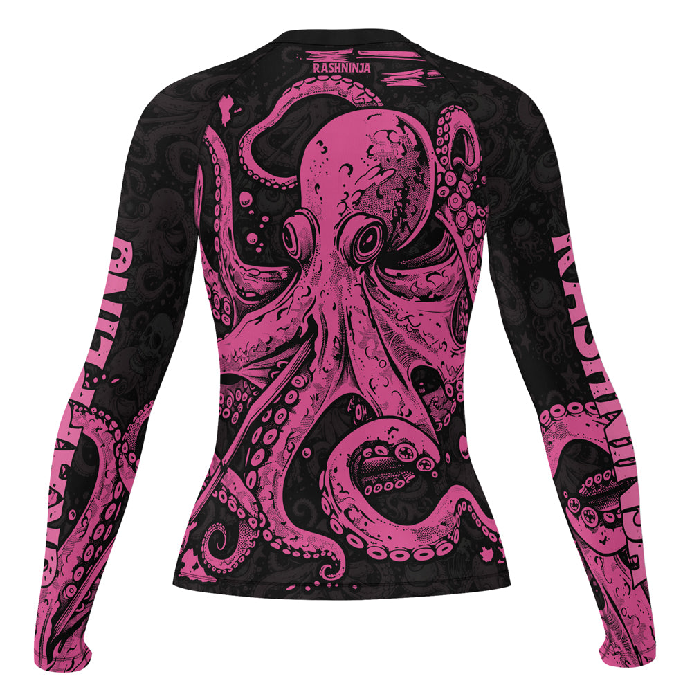 Rashninja Octopus Pink Women's Long Sleeve Rash Guard