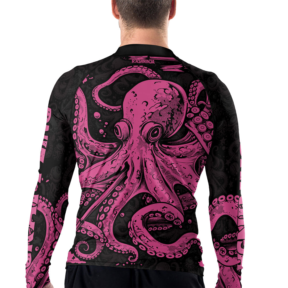 Octopus Rash Rashninja Octopus Pink Men's Long Sleeve Rash Guard