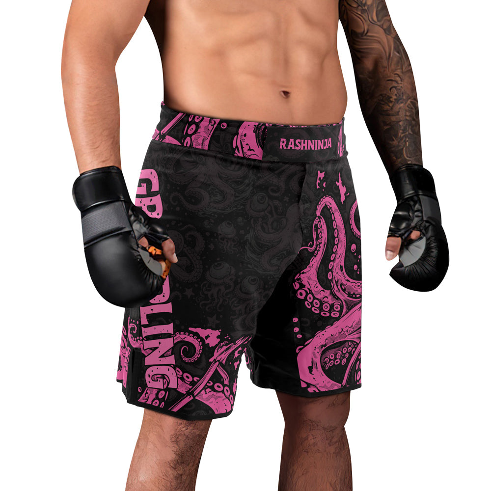 Rashninja Octopus Pink Men's Fight Shorts