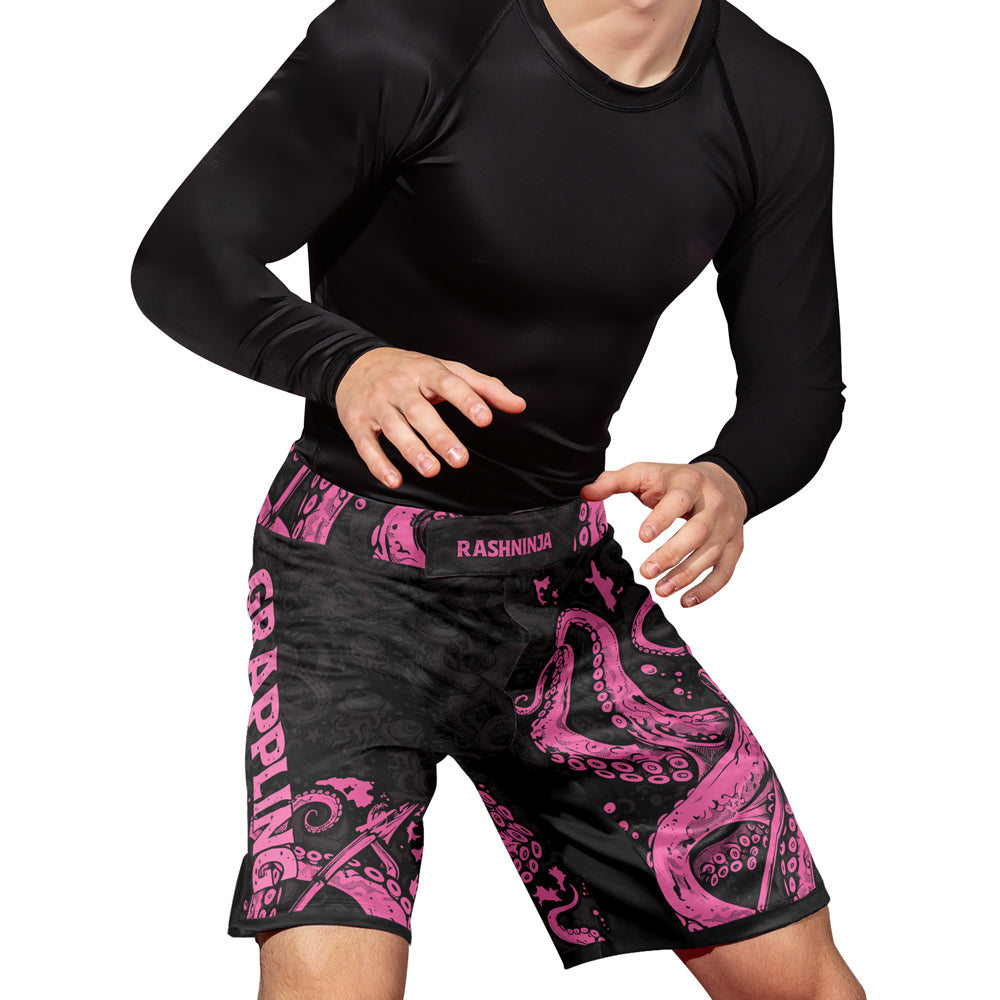 Rashninja Octopus Pink Men's Fight Shorts