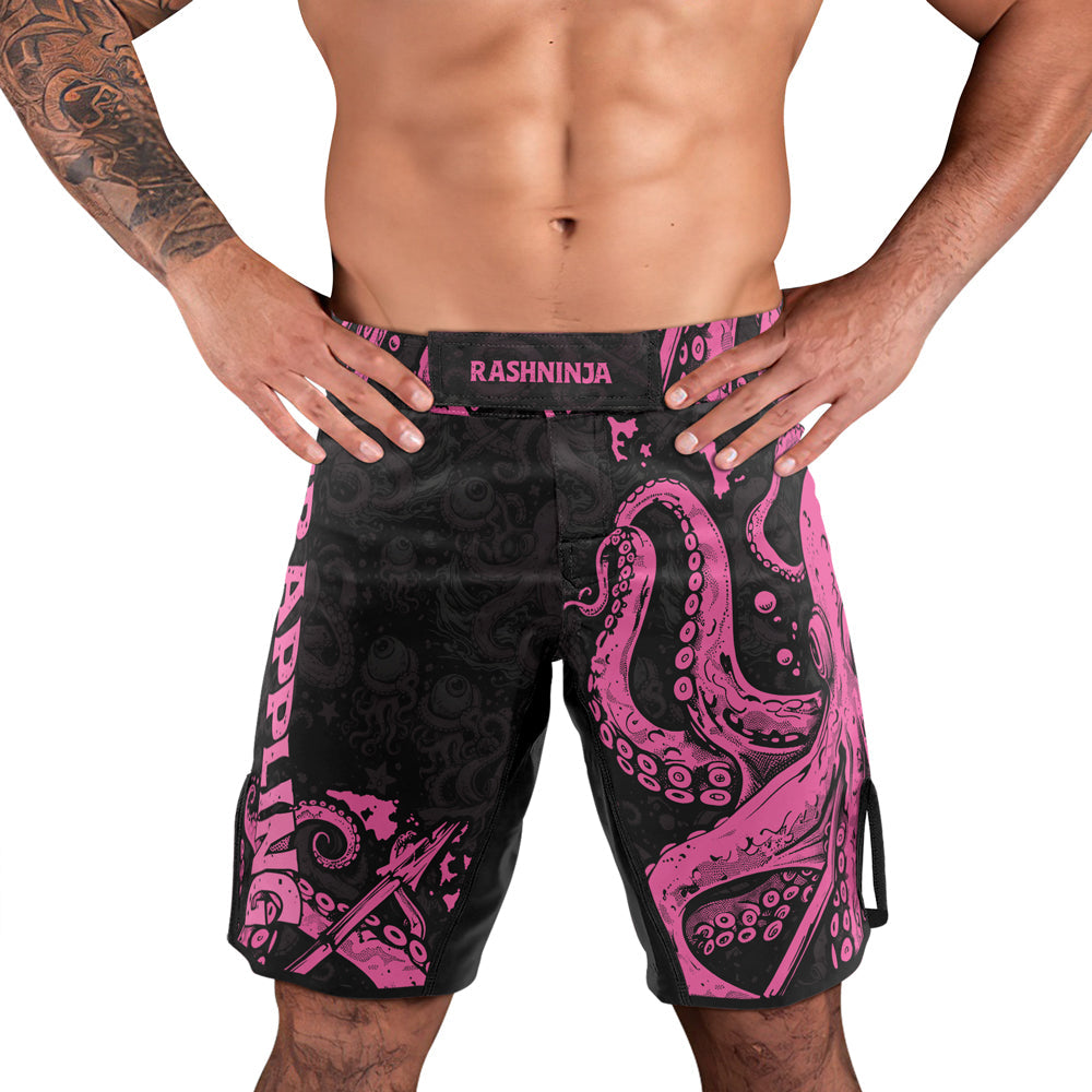 Rashninja Octopus Pink Men's Fight Shorts