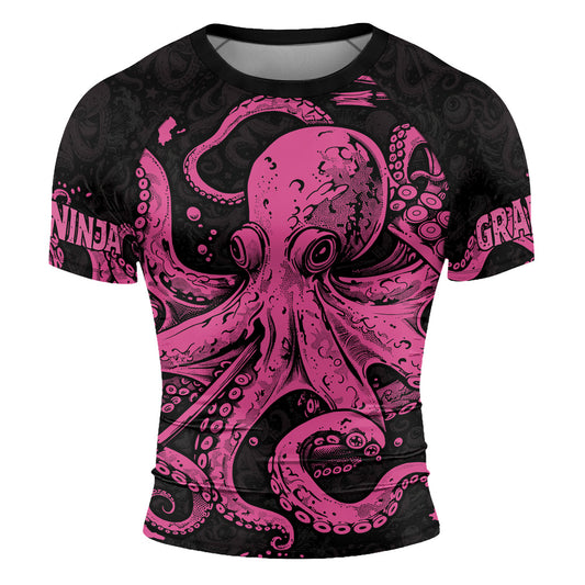 Rashninja Octopus Pink Men's Short Sleeve Rash Guard