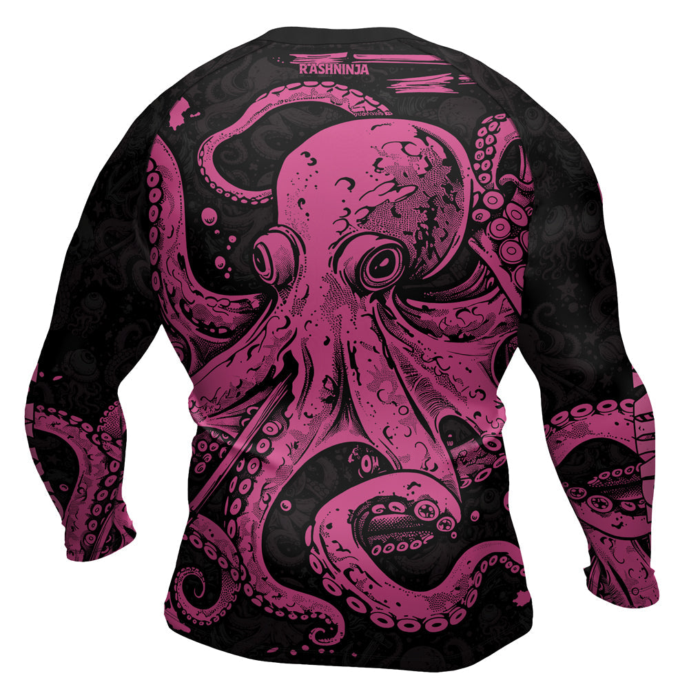 Octopus Rash Rashninja Octopus Pink Men's Long Sleeve Rash Guard