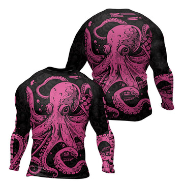 Rashninja Octopus Pink Men's Long Sleeve Rash Guard