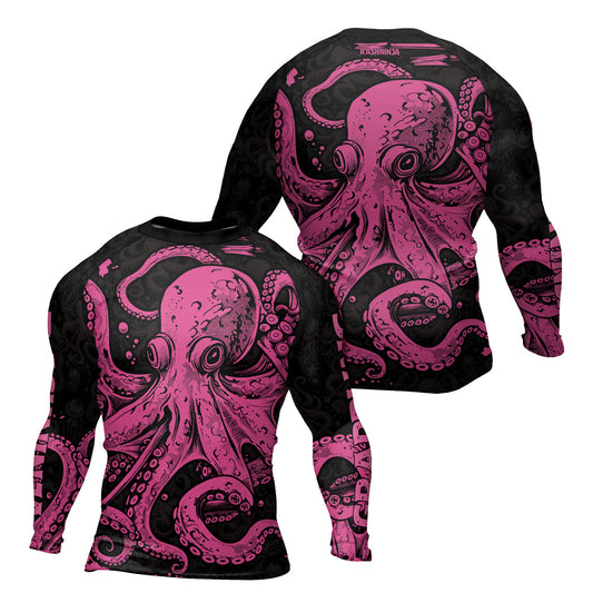 Rashninja Octopus Pink Men's Long Sleeve Rash Guard