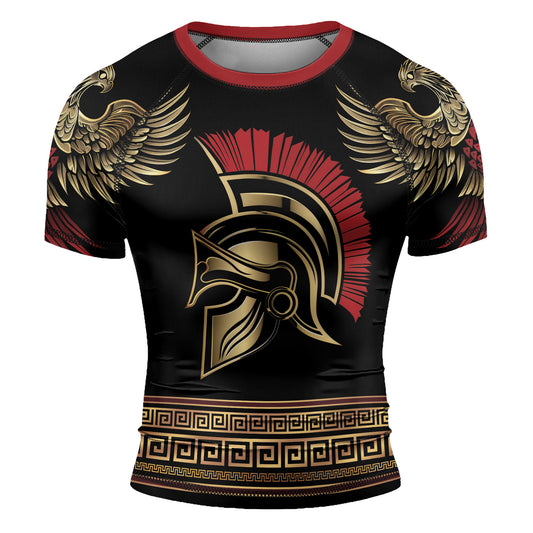 Rashninja Golden Spartan Warrior Men's Short Sleeve Rash Guard