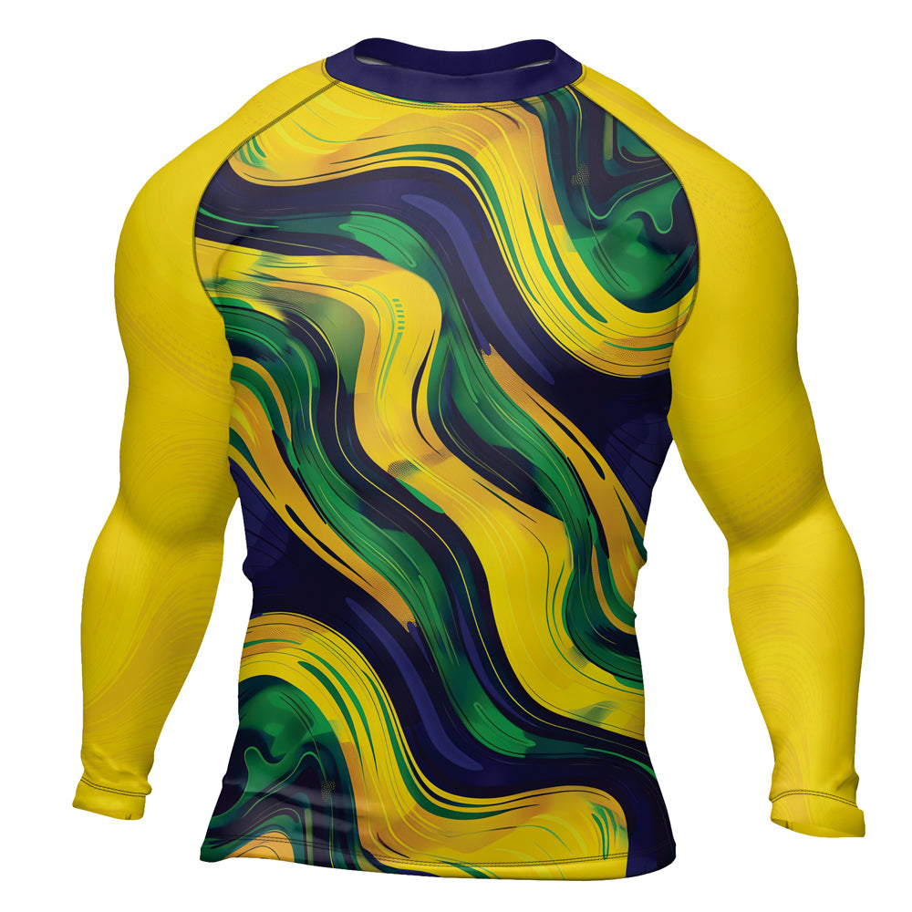 Rashninja Patriot Brazil Flag Men's Long Sleeve Rash Guard