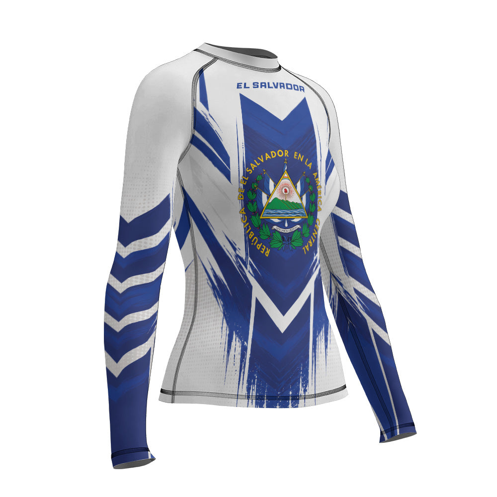 Rashninja Patriot El Salvador Flag Women's Long Sleeve Rash Guard