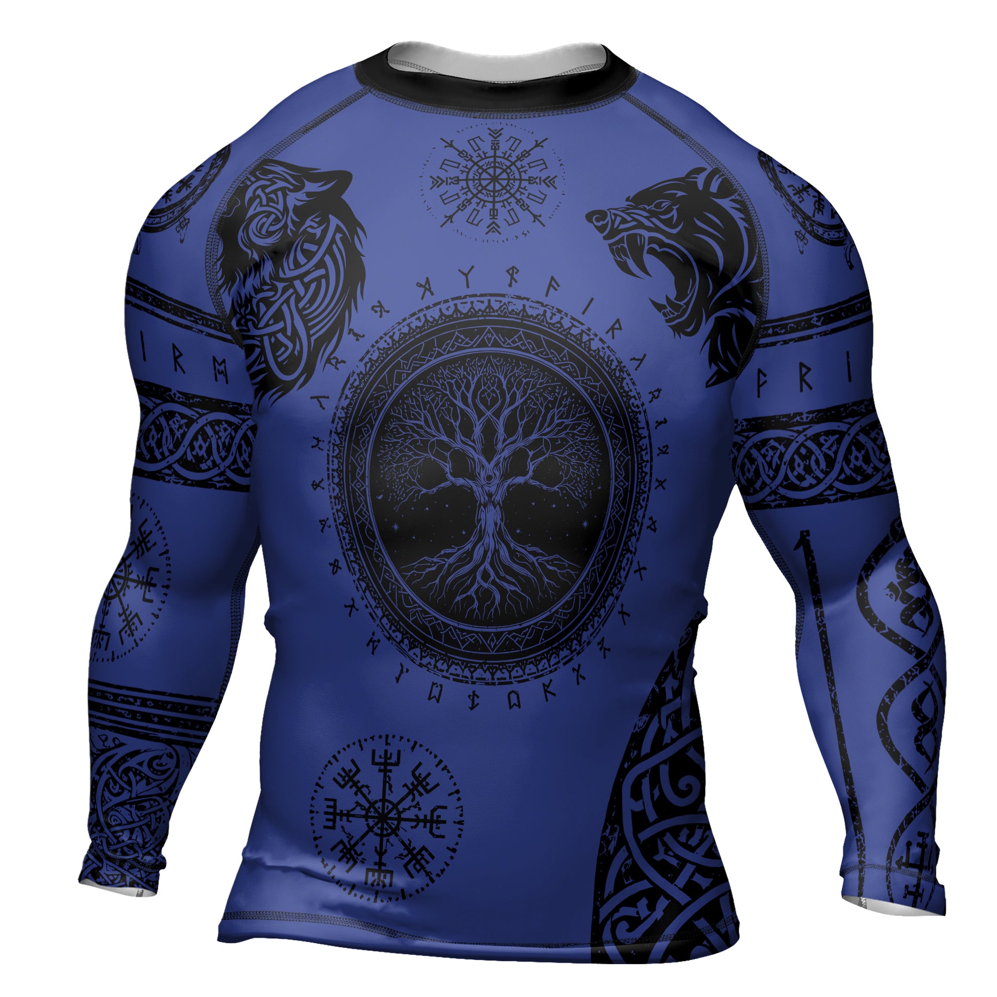 Rashninja Yggdrasil Bear Viking Men's Long Sleeve Rash Guard