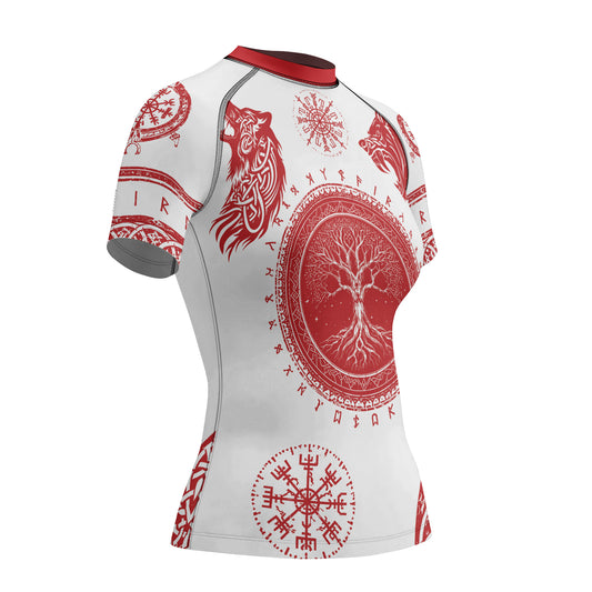 Rashninja Yggdrasil Bear Viking Women's Short Sleeve Rash Guard