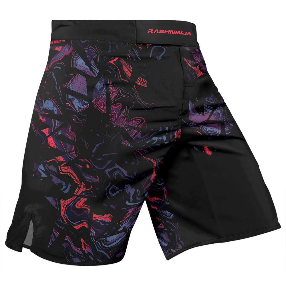 Rashninja Red Cyber Marble Men's Fight Shorts