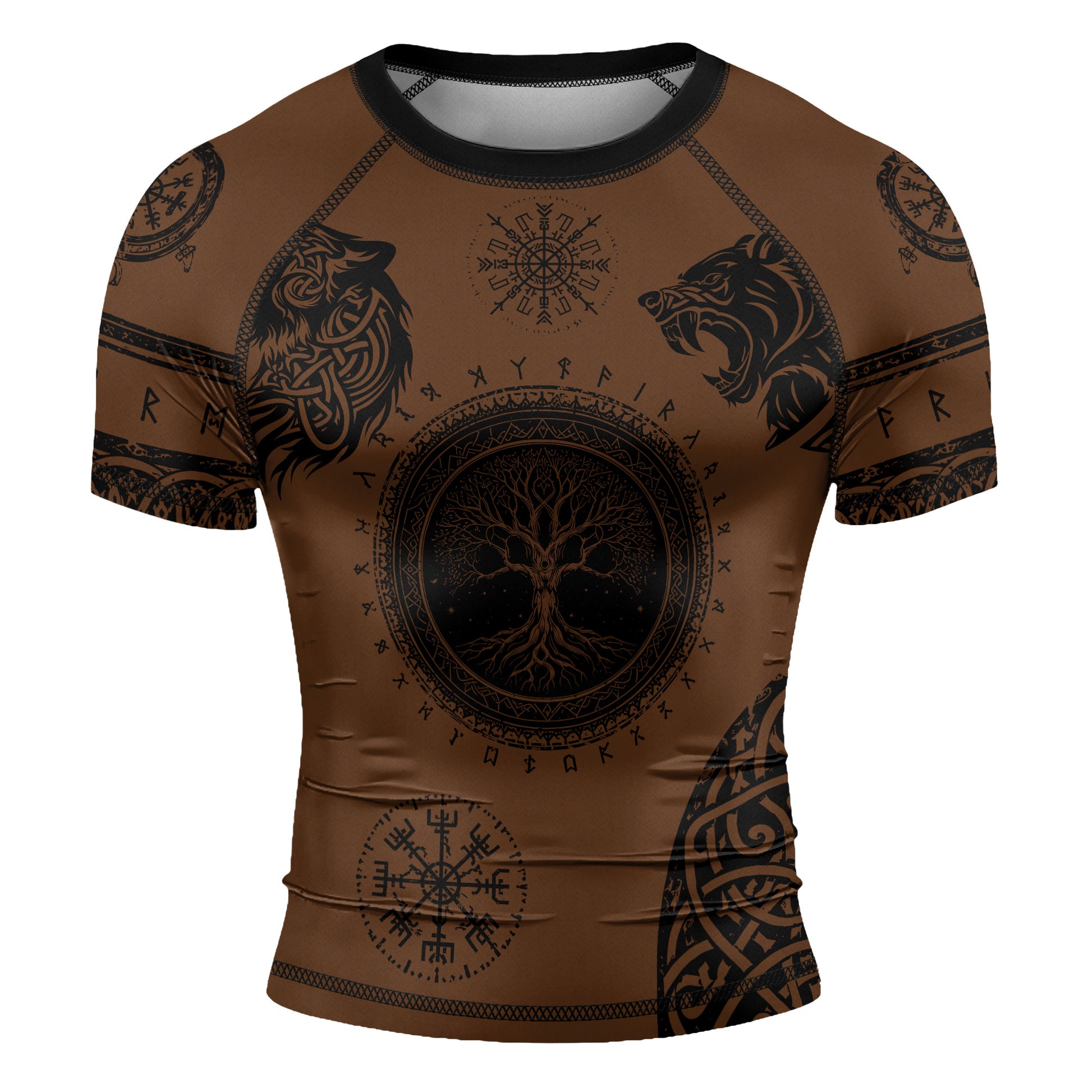 Rashninja Yggdrasil Bear Viking Men's Short Sleeve Rash Guard