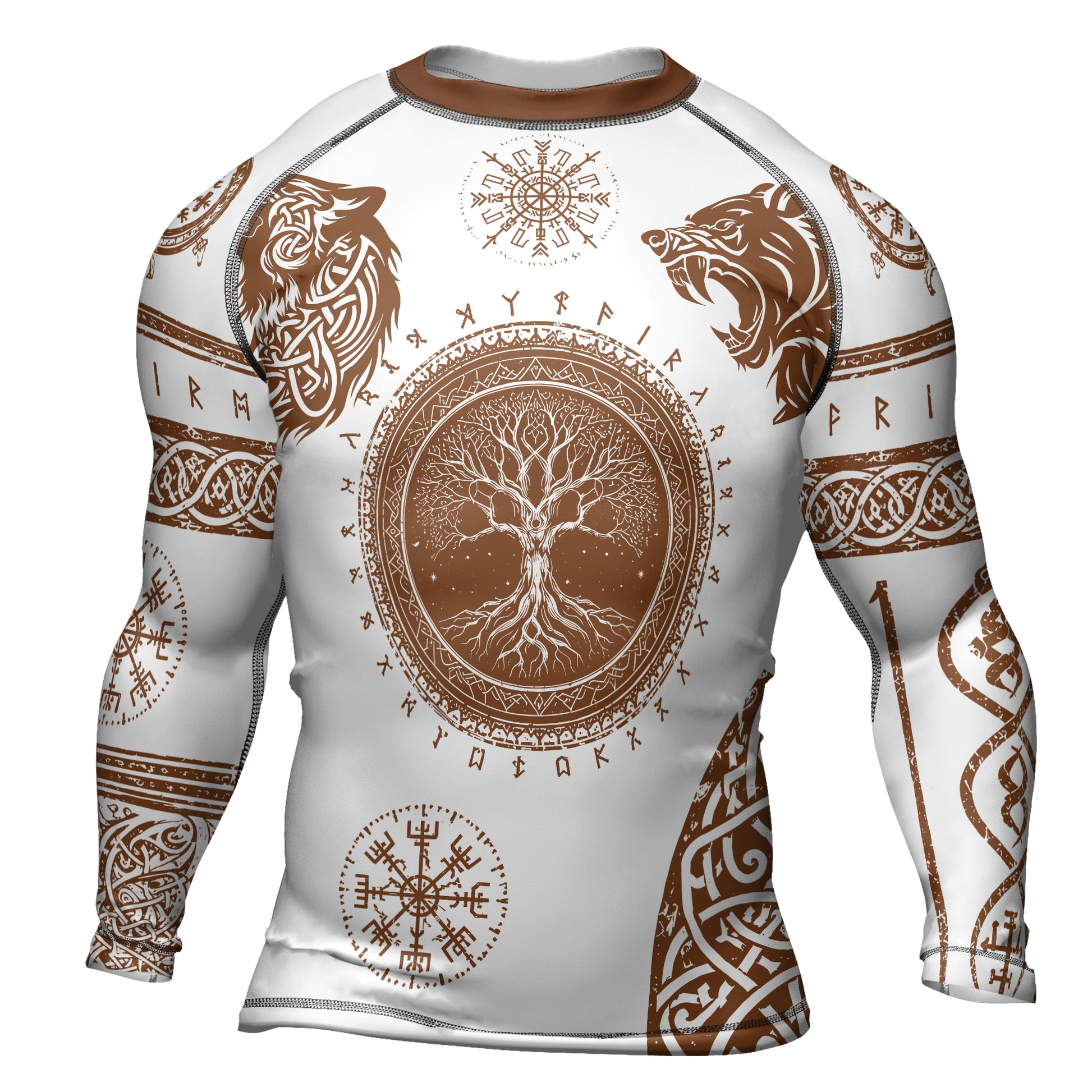 Rashninja Yggdrasil Bear Viking Men's Long Sleeve Rash Guard