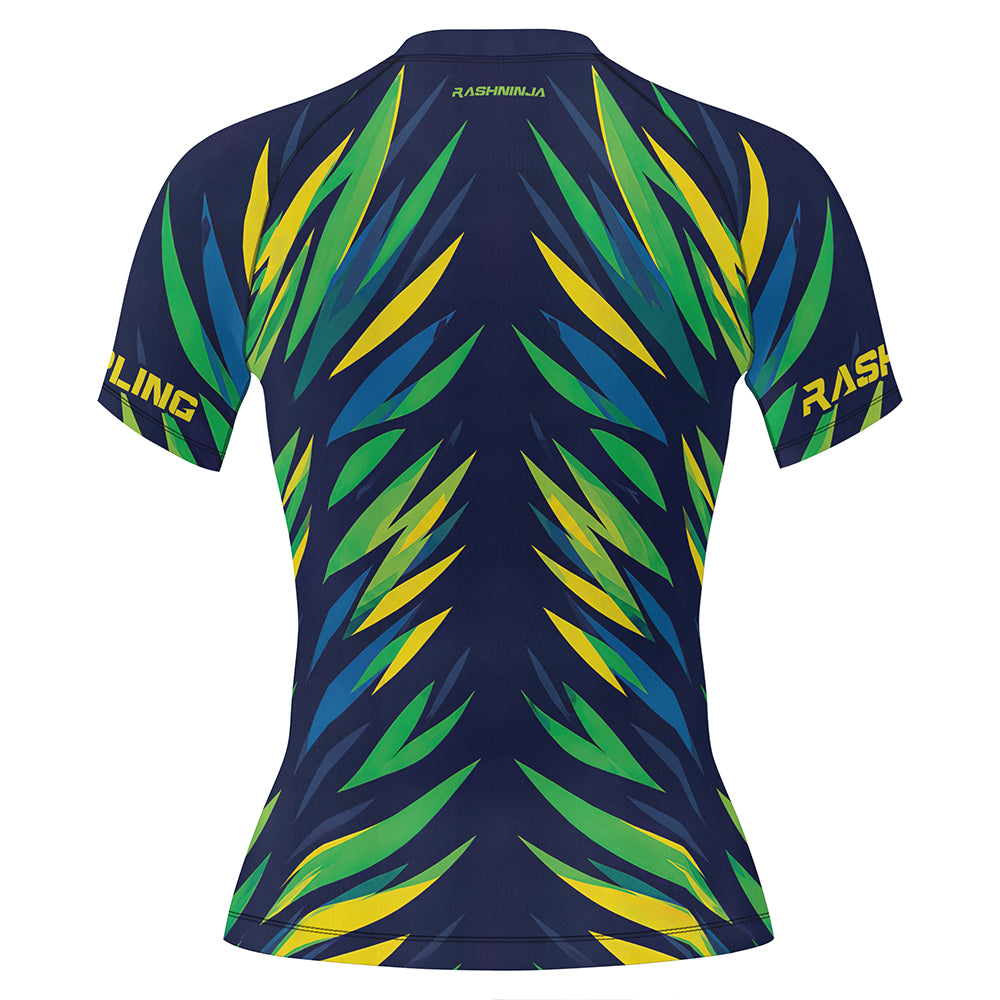 Rashninja Patriot Brazil Flag Women's Short Sleeve Rash Guard