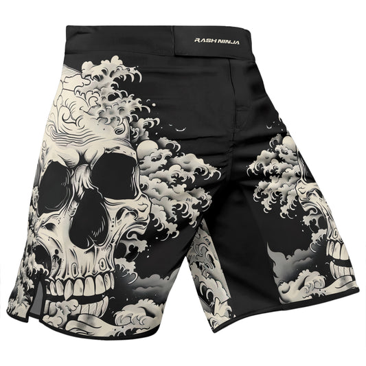 Rashninja Halloween Skull Wave Men's Fight Shorts