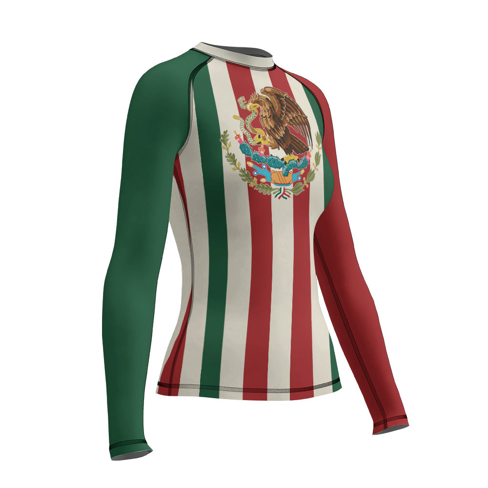 Rashninja Patriot Mexico Flag Women's Long Sleeve Rash Guard