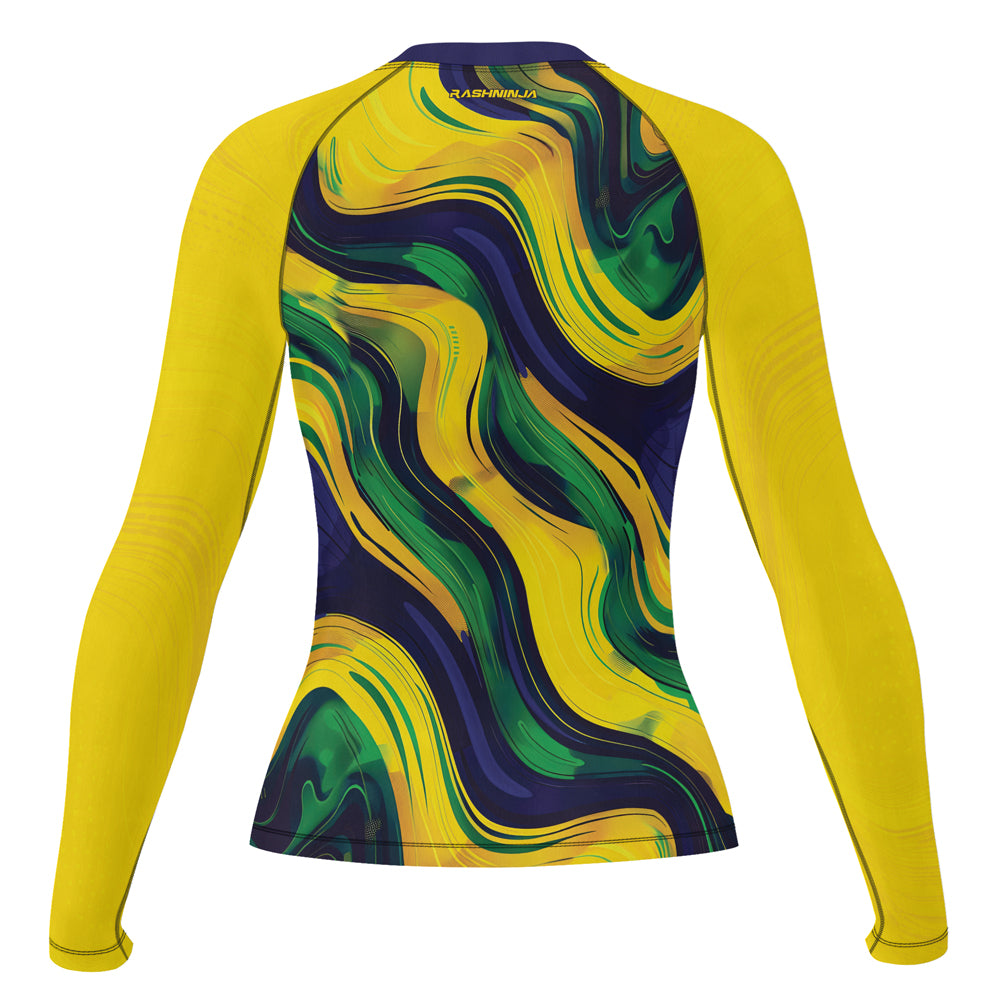 Rashninja Patriot Brazil Flag Women's Long Sleeve Rash Guard