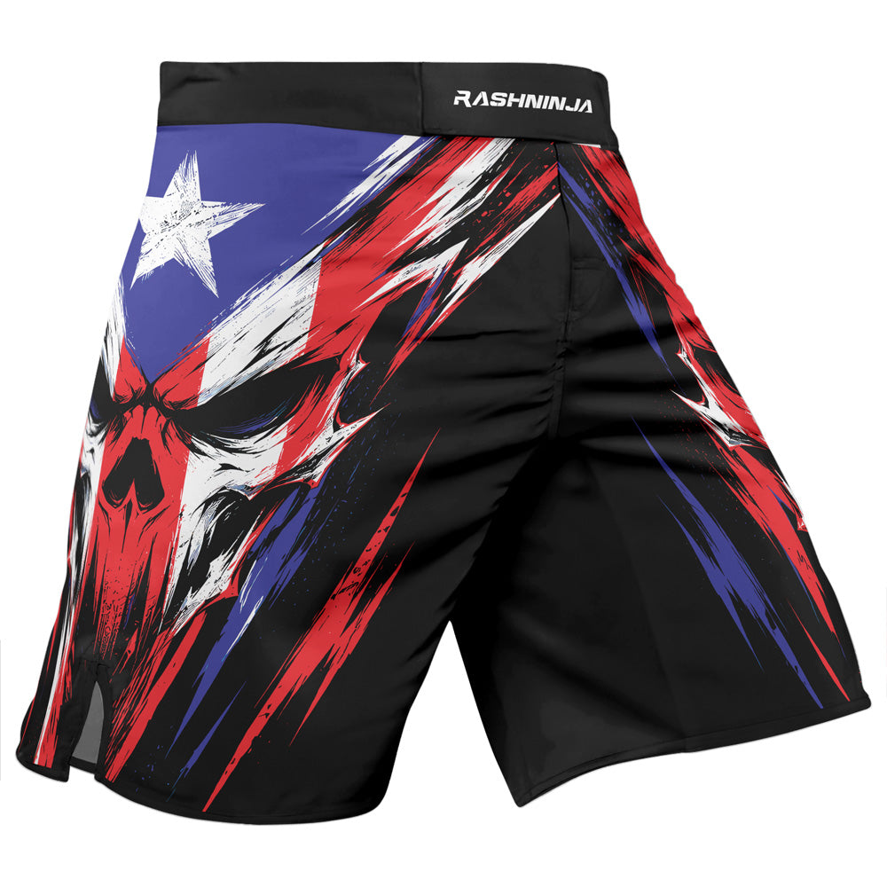 Rashninja Patriot Puerto Rico Flag Men's Fight Shorts
