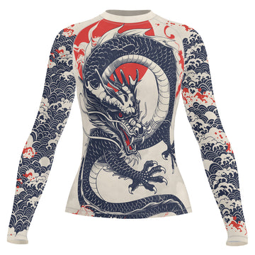 Rashninja White Dragon Red Sun Women's Long Sleeve Rash Guard