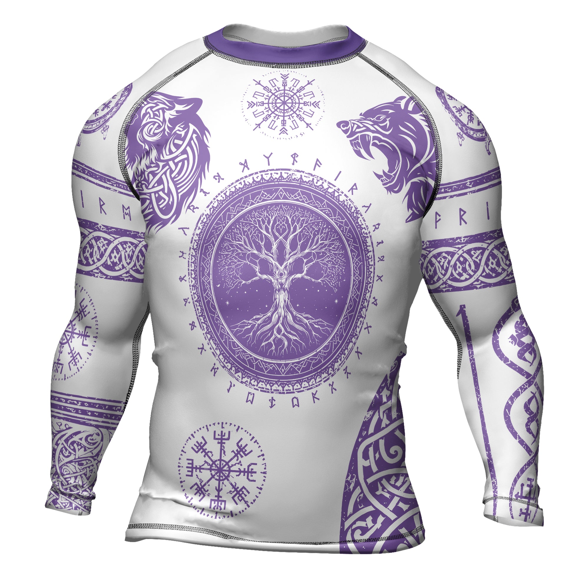 Rashninja Yggdrasil Bear Viking Men's Long Sleeve Rash Guard