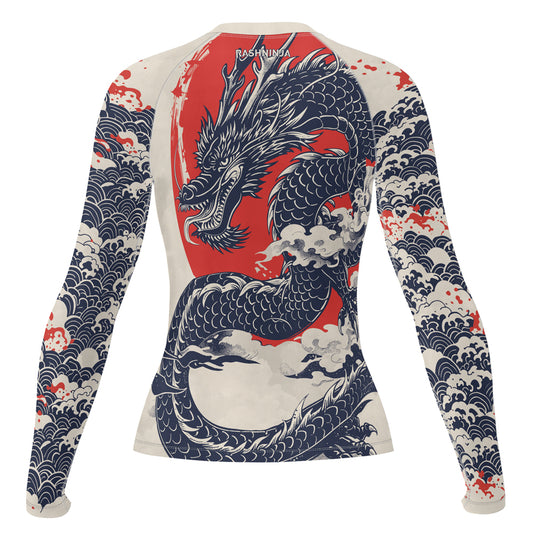 Rashninja White Dragon Red Sun Women's Long Sleeve Rash Guard