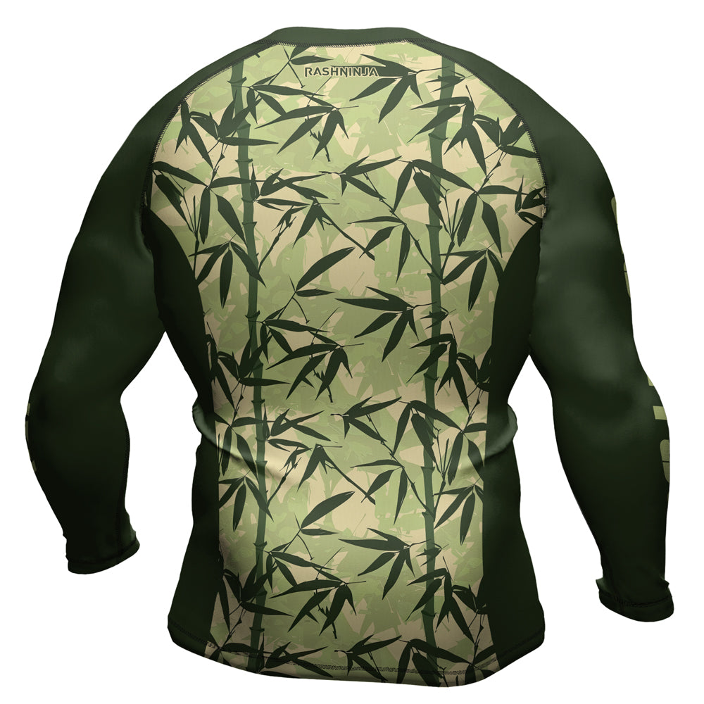 Bamboo Rash Guard Rashninja Camouflage Bamboo Leaf Blend Men's Long Sleeve Rash Guard