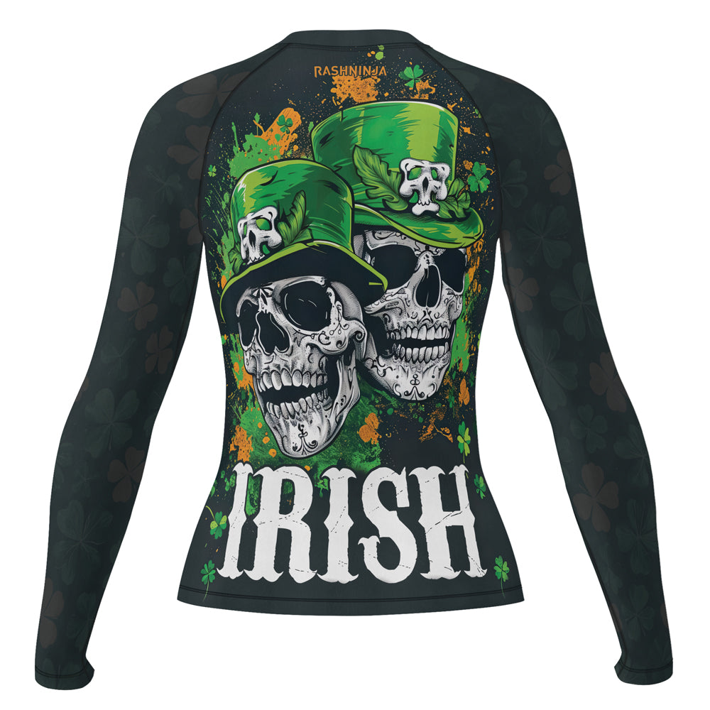 Rashninja Irish Leprechaun Skull Women's Long Sleeve Rash Guard