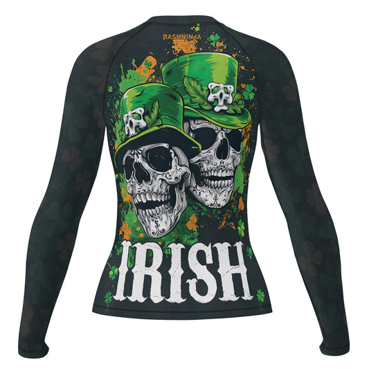 Rashninja Irish Leprechaun Skull Women's Long Sleeve Rash Guard