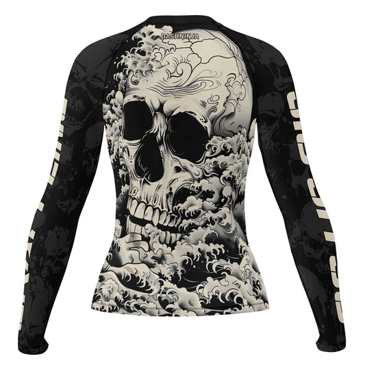 Rashninja Halloween Skull Wave Women's Long Sleeve Rash Guard