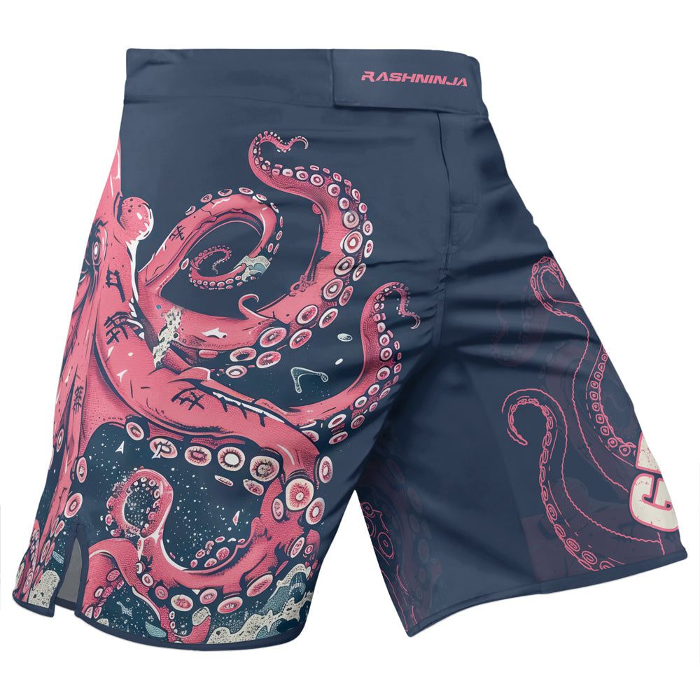 Rashninja Octopus Pink Kraken Men's Fight Shorts