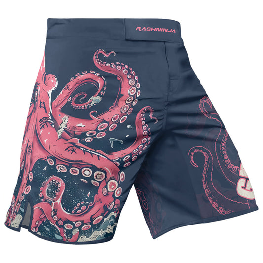Rashninja Octopus Pink Kraken Men's Fight Shorts