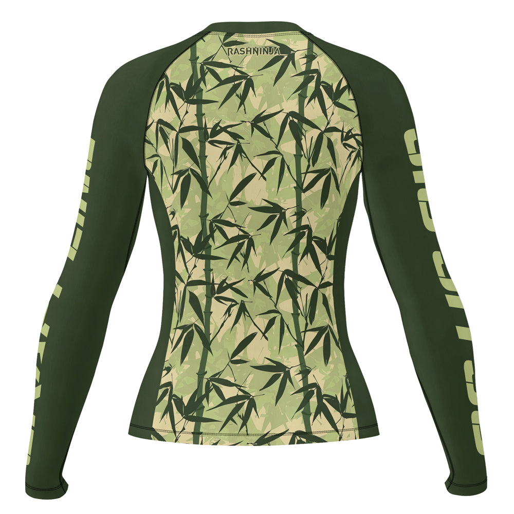 Bamboo Rash Guard Rashninja Camouflage Bamboo Leaf Blend Women's Long Sleeve Rash Guard