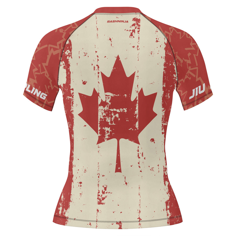 Rashninja Patriot Canada Flag Women's Short Sleeve Rash Guard