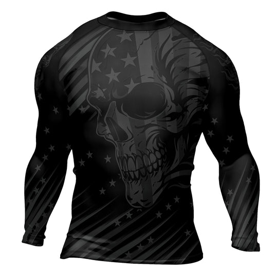 Rashninja Black Patriot Skull Men's Long Sleeve Rash Guard