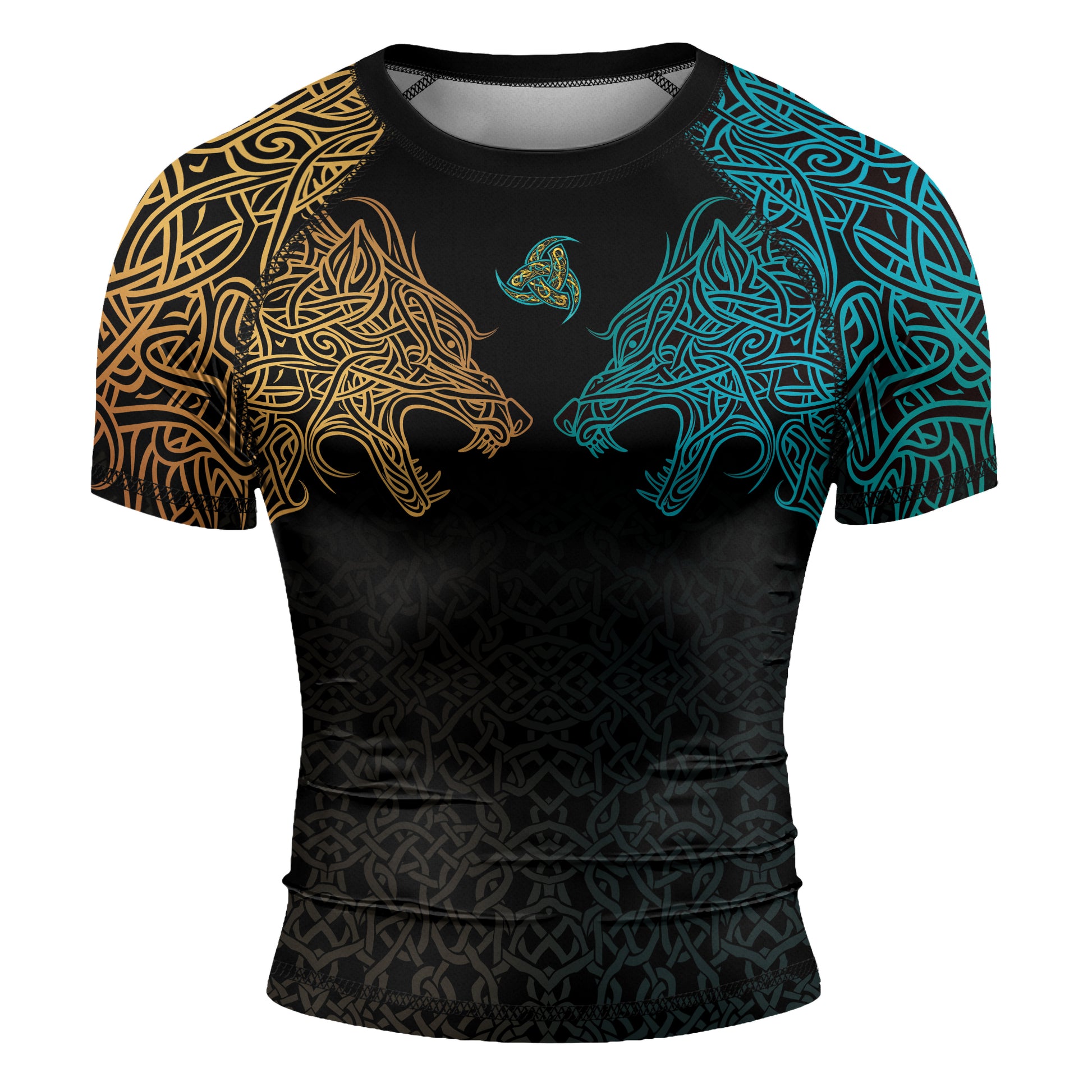 Rashninja Norse Viking Wolf Men's Short Sleeve Rash Guard