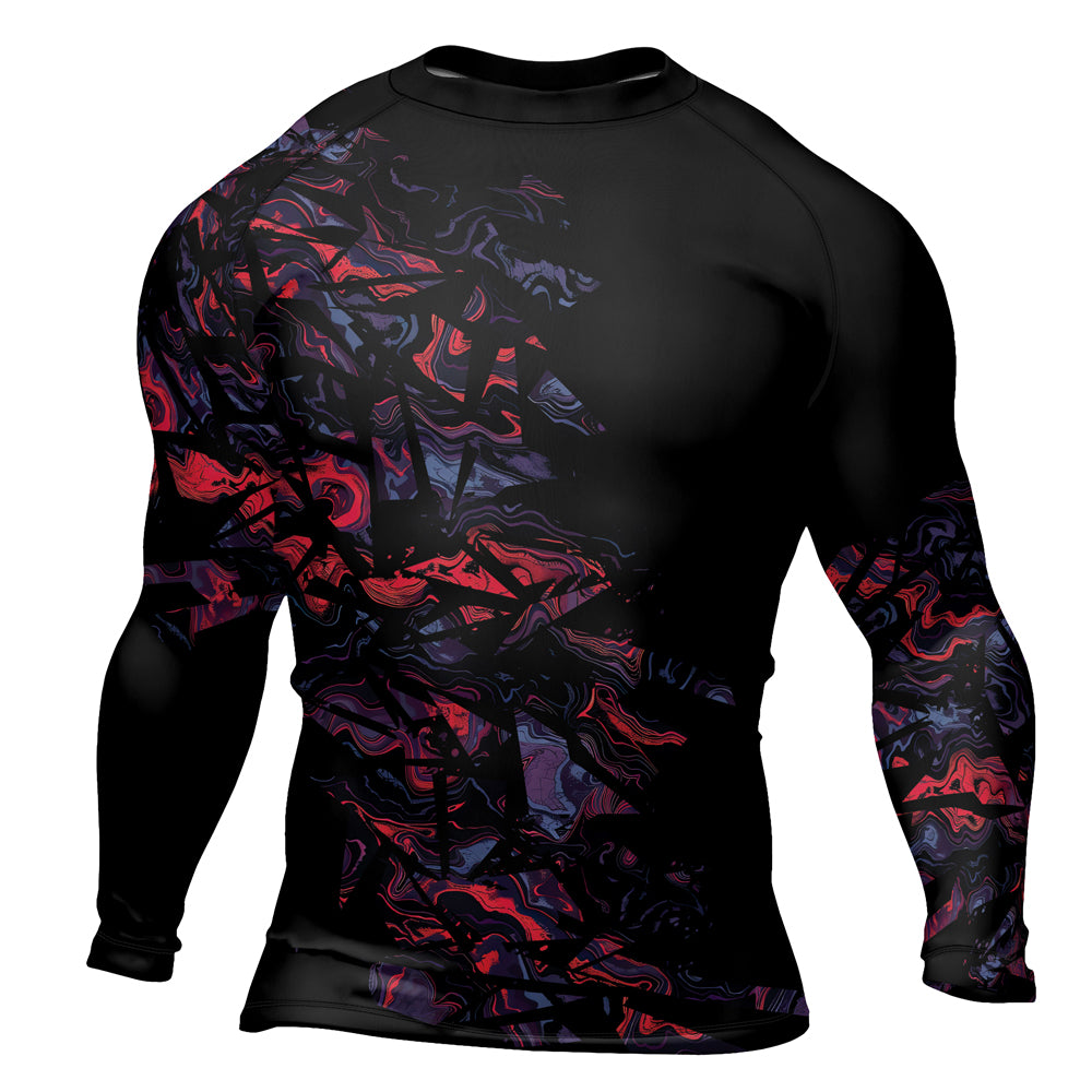 Rashninja Red Cyber Marble Men's Long Sleeve Rash Guard