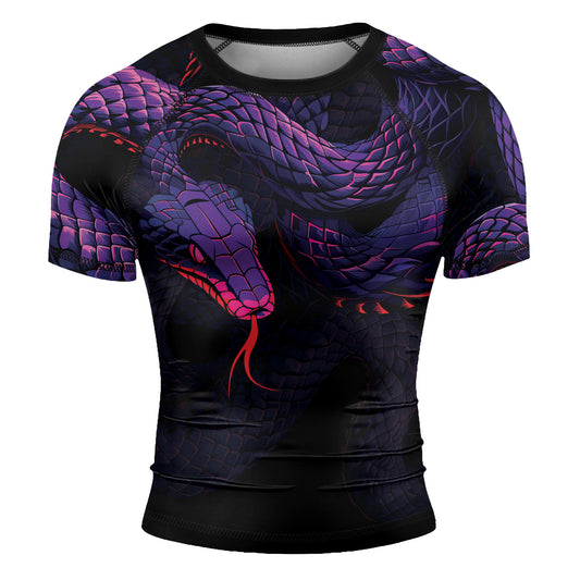 Rashninja Purple Snake Men's Short Sleeve Rash Guard