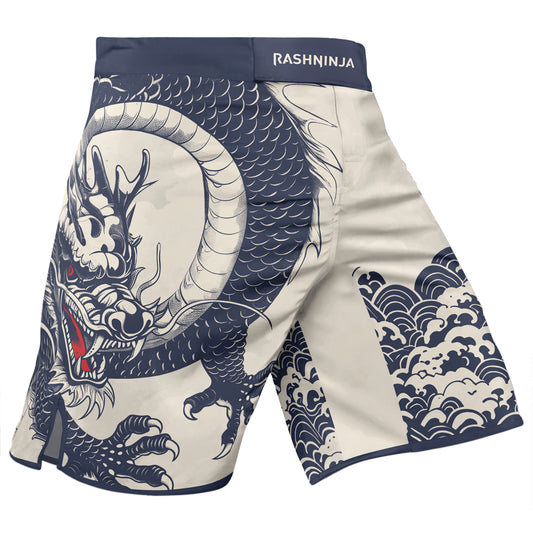 Rashninja White Dragon Red Sun Men's Fight Shorts