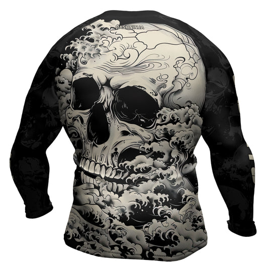Rashninja Halloween Skull Wave Men's Long Sleeve Rash Guard
