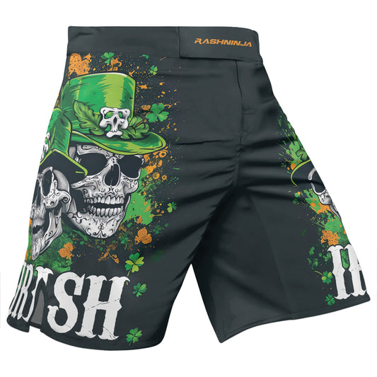 Rashninja Irish Leprechaun Skull Men's Fight Shorts
