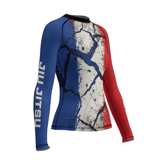 Rashninja Patriot France Flag Women's Long Sleeve Rash Guard