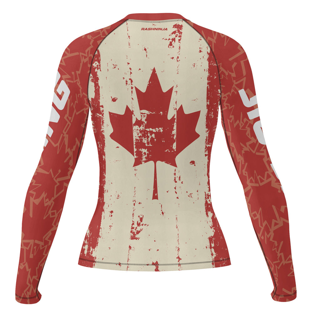 Rashninja Patriot Canada Flag Women's Long Sleeve Rash Guard
