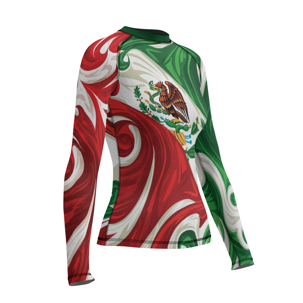 Rashninja Patriot Mexico Flag Women's Long Sleeve Rash Guard