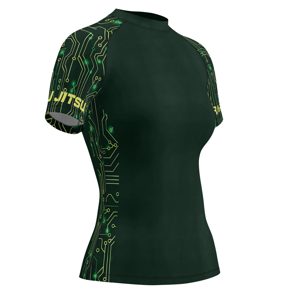 Rashninja Green Cyber Circuit Women's Short Sleeve Rash Guard